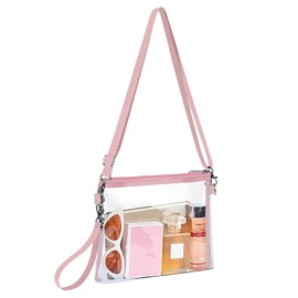 Transparent Shoulder Bag, PVC Transparent Bag, Women's Crossbody Shoulder Bag, Waterproof Sling Bag with Adjustable Strap for Concerts, Shopping, Travel, Sports Events, Pink B