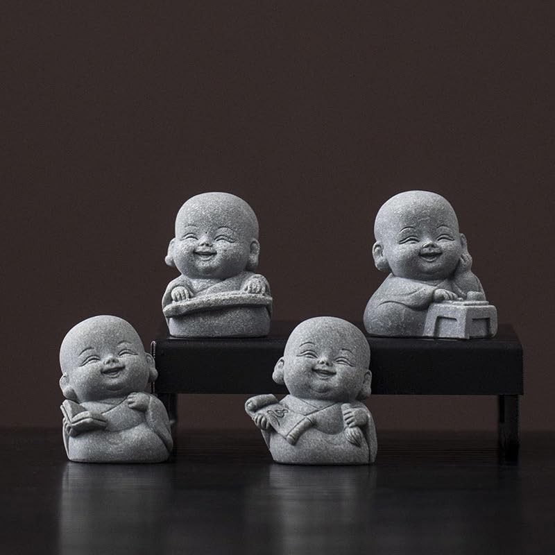 Fovasen 4PCS Laughing Buddha Statue for Good Luck & Feng