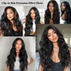 Black Clip in Wavy Hair Extension for Women Add Length(5Pcs