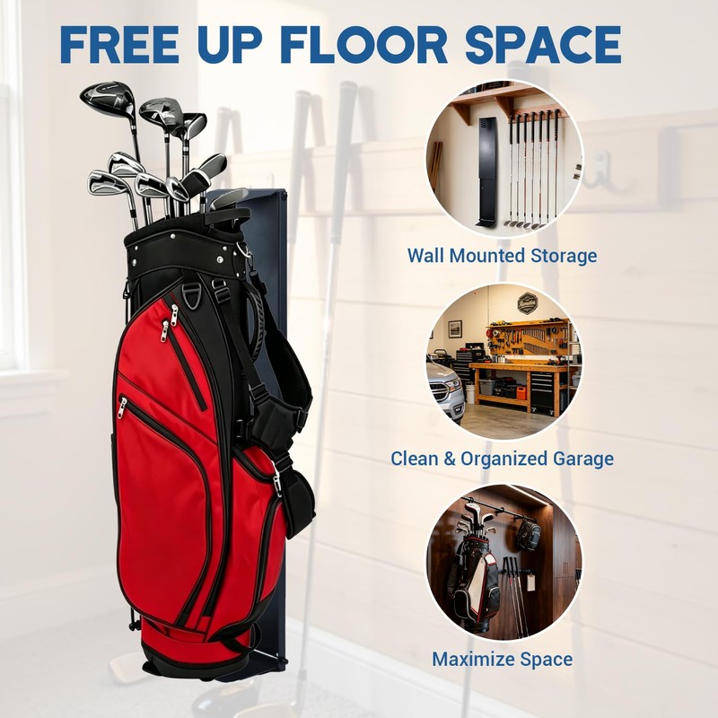 Moroayop Golf Bag Wall Mount for Garage, Adjustable Sliding Storage