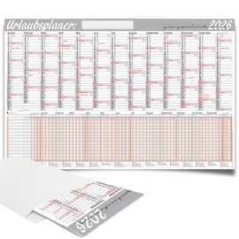 Holiday Planner 2026 Employees - B1 (98 x 64 cm), Holiday Calendar for 26 Employees - Wall Calendar 2026 with Holidays & School Holidays - Clear Year Planner for Office, Operations & Teams, Foldable