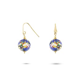 Venetiaurum - Earrings for Women with Spheres in "Harlequin" Original Murano Glass and 925 Silver - Made in Italy Certified Jewel