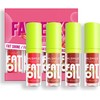 4 Colors Hydrating Lip Oil, Fat Lip Oil Drip Lip Glow Oil, Nourishing & Non-sticky Long Lasting Fresh Clear Smooth Lip Care, Shiny Transparent Tinted Plumping Lip Oil - B