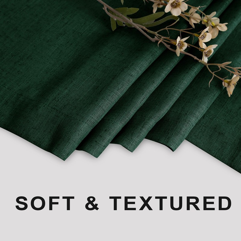 KOUFALL Hunter Green Shower Curtains for Bathroom Decor,Washbale Linen Fabric
