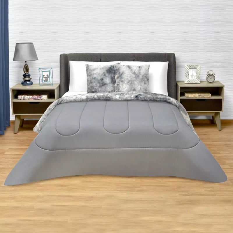 Colchas Elefantito Edredon Mink Matrimonial Gris Bison Térmico Diseño de