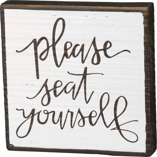 Primitives by Kathy 104739 Box Sign, One Size, Brown, White