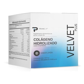 Primetech Nutrition Colágeno Hidrolizado Velvet, 30 Sobres 10.82 gr  verisol, vitaminas, antioxidantes, ayuda piel, evita arrugas                     