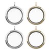 WANDIC Memory Locket Charms, 4 Pcs Round Electroplated Crystal Picture