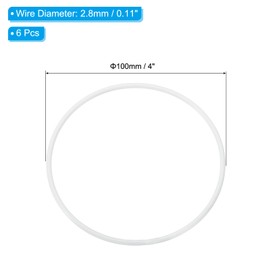 PATIKIL 4 Inch Round Dream Catcher Rings, 6 Pcs Metal Christmas Macrame Wreath Floral Ring Hoop for Home DIY Craft Wedding Wall Hanging Decorations, White