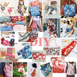 aufodara Cotton Craft Fabric Squares Patchwork Bundle, 5Pcs 50 x 50 cm Japanese Style Printed Floral Beautiful Gold Patterns Bronzing Cloth for Sewing Quilting DIY Artcraft Handwork (Pink, Blue)