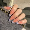 24pcs Medium Length Fake Nails French Light Blue Nude Pink
