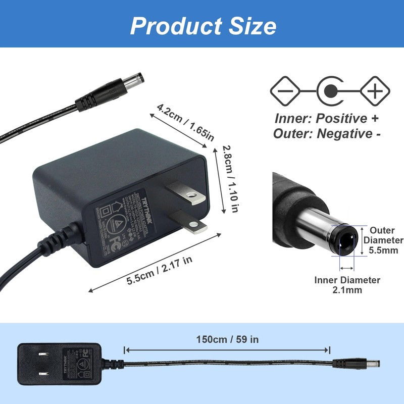 12V 1A Power Supply, AC 100-240V to DC 12V Adapter