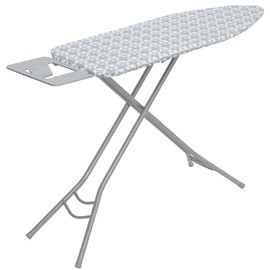 STO STO Ironing Board Full Size 45" x 14" with Iron Holder, 7 Height Options 29" to 36", Space Saving Foldable Iron Board with Removable Covers and Reinforced Steel Legs, Grayish Blue Plaid