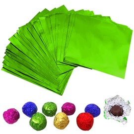 VESTARUVOT 200PCS Foil Candy Wrappers, 4x4 inches Square Aluminium Foil Candy Wrappers Square Chocolate Molds Sugar Tin Foil Wrappers for DIY Candy Chocolate Packaging by Party Wedding Birthday