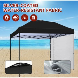 Jorohiker 10x10 ft Pop Up Canopy Tent,Outdoor Commercial Canopy Shelter with Removable Sidewall, Stakes, Ropes, and Carrying Bag,Waterproof Portable Outdoor Shade for Patio,Camping,Eventing(Black)