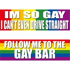 Frienda 2 Pieces Large Gay Pride Bumper Sticker Colorful Waterproof Funny LGBT Stickers Gay Pride Prank Sign for Car Vehicle Truck RV SUV Auto Boat Laptops Decoration, 10 x 3 Inches