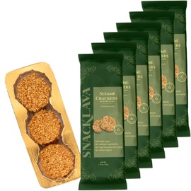 Snacklava Sesame Pistachio Crackers – 6 Pack (54 Pieces) | All-Natural, Handcrafted Gourmet Snack | 5g Protein per Pack | Perfect for Charcuterie, Cheese Pairings & Gifting