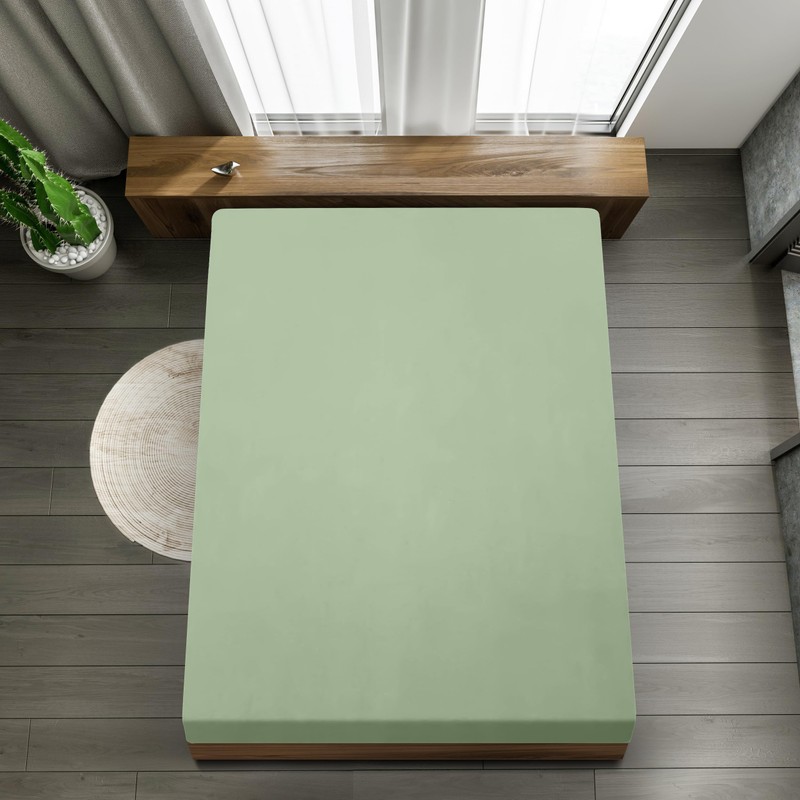 Utopia Bedding Fitted Sheet Double, Sage - Deep Pocket 14