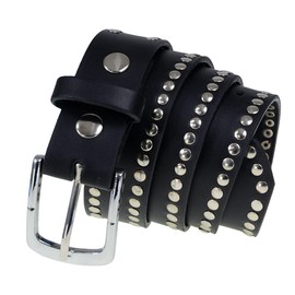 Milwaukee Leather MP7104 Men's Studded Black Genuine Leather Belt for Biker with Buckle - 1.5 inches Wide - XX-Large