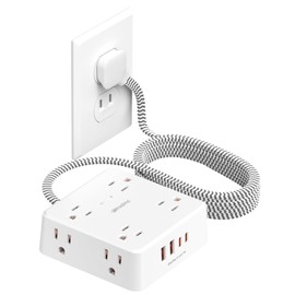 2 Prong Power Strip, WRXDMC 2 Prong to 3 Prong Outlet Adapter, 1400J Two Prong Surge Protector, 15ft Long Extension Cord, 8 AC Outlets with 2 USB C and 2 USB A Port, Wall Mountable,Ideal for Old House