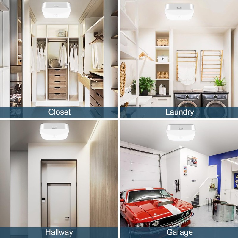WhitePoplar Motion Sensor Rechargeable Ceiling Light Indoor with Remote, Wireless