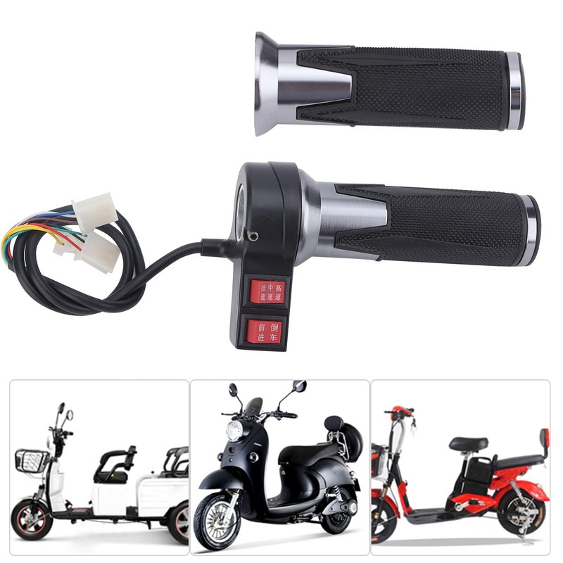 1Pair E-Bike Throttle Grip, 3 Speed Gear Throttle Handle Grips