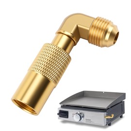 Propane Elbow Adapter Compatible with Blackstone 17‘’ and 22‘’ Tabletop Camping Griddles with 3/8" Male Flare Connect, Brass 3/8" Male Flare RV Propane Elbow Adapter