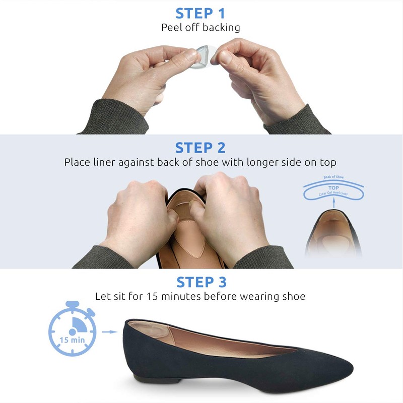 Comfort Zone Women's Clear Gel Heel Liners, Protects Against Friction,