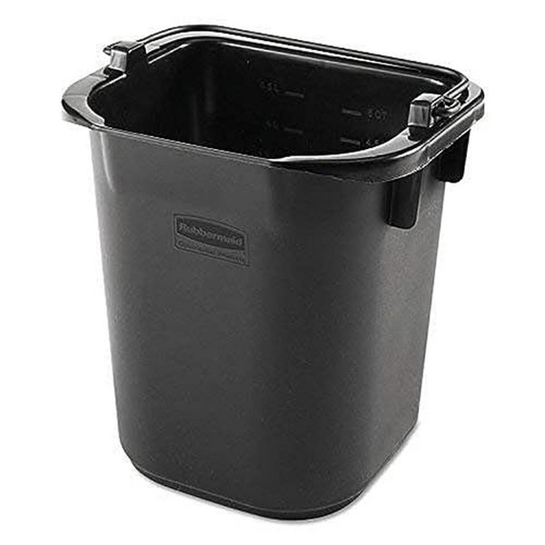 Rubbermaid Commercial Products Heavy-Duty Cleaning Pail, 5-Quart, Black, Utility Bucket with Built-In Spout and Handle for House Cleaning/Storage/Livestock Feeding