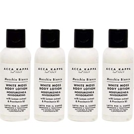 Acca Kappa White Moss Body Lotion Travel Bottles Set of 4 - Hotel Ammenity Collection.