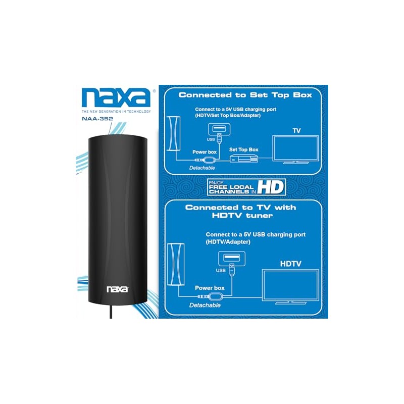 Naxa Electronics NAA-352 High Powered Digital Amplified Slim Antenna with