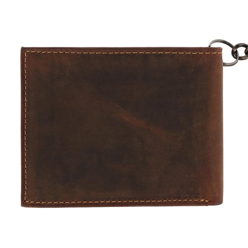 Men's Leather Bifold Chain Wallet, brown