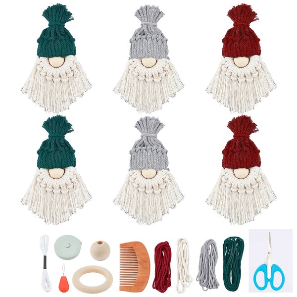FREEBLOSS 6 Set DIY Santa Claus Kit DIY Macrame Santa