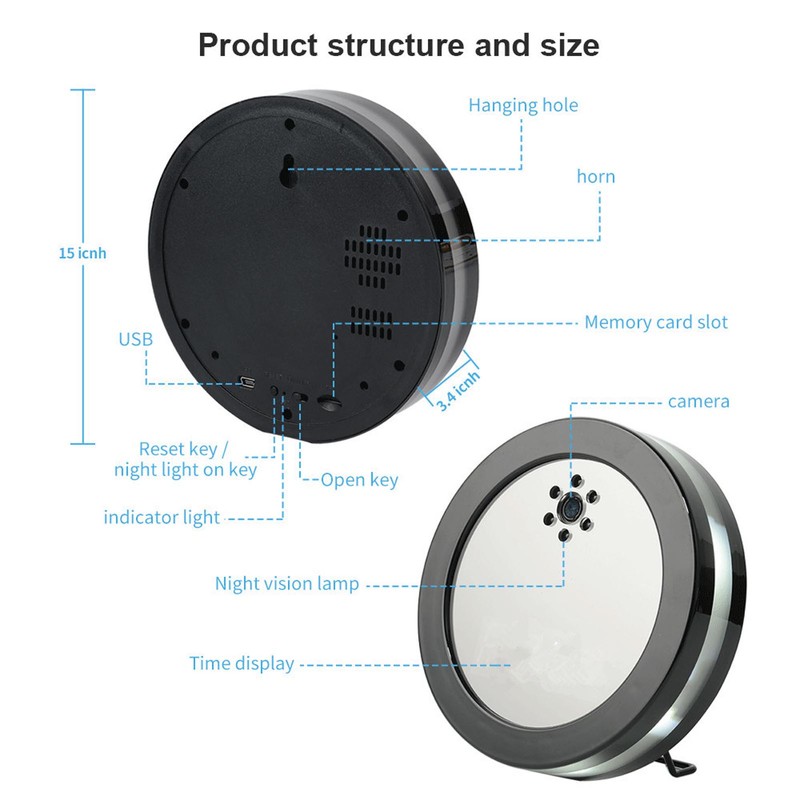 Security Camera Alarm Clock FHD1080P Wifi Surveillance Camera 2 Way