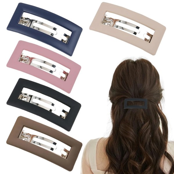 5 PCS Matte Square Hair Clips for Women Elegant French
