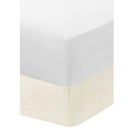 Mini Cot Bed Sheets Fitted 100x50 | Space Saver Mattress Sheet | 4 Way Stretch Soft Bedsheet Hypoallergenic Elasticated Breathable Fitted Cot Sheets (Pack of 2, White & Cream)
