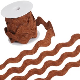 GORGECRAFT Rick Rack Trim for Sewing 34 mm Zigzag Ribbon Giant Jumbo Zigzag Ribbon 9 m Christmas Zigzag Coffee Waves Fringe Trim Woven Braided Fabric S Shaped Lace for Home Crafts