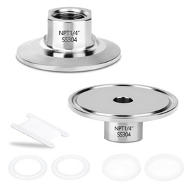 TAISHER 2PCS 1.5" Tri Clamp to 1/4" NPT Female Stainless Steel Sanitary Fitting Home Brew Connector (Ferrule OD 50.5mm)