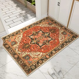 Collive Indoor Door Mat Retro Floor Mat, Non Slip Washable Doormat Quickly Absorb Welcome Mats Low-Pile Front Door Rug Inside Entryway Carpet for Entrance - 32"x48"