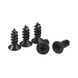 sourcing map M4 x 12 mm Wood Screws Phillips Flat Head Self-Tapping Black Pack of 100