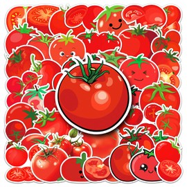 Tomato Stickers 50 PCS Vinyl Cartoon Vegetables Stickers for Laptop Water Bottles Scrapbook Car Skateboard Phone Bumper Computer,Waterproof Aesthetics Red Fruit Sticker for Teens Girls Kids