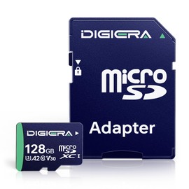 DIGIERA 128GB CT100 microSDXC UHS-I Memory Card with Adapter - up to 100MB/s, C10, U3, V30, 4K UHD, A2, Micro SD Card for Smartphones, Tablets, Cameras, Gaming Consoles, and Drones (1 Pack)