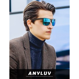 ANYLUV Mens Sunglasses Polarized Upgraded Carbon Fiber Temple Sun Glasses Fashion Driving with UV Protection