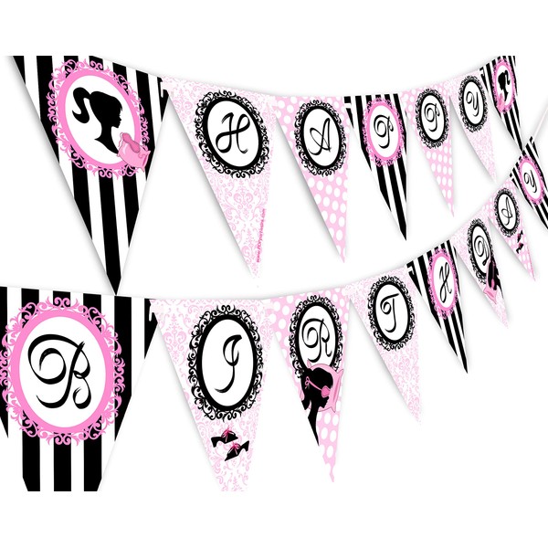 Pajama Glam Slumber Party Banner - Slumber Party Supplies - Slumber Party Decorations - Glamour Girl Happy Birthday Banner Pennant