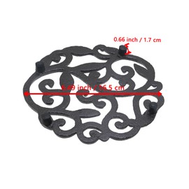 KUMGROT 6.49 inch Vintage Cast Iron Trivet Heavy Duty Trivet Round Trivet with Rubber Feet Caps for Hot Dishes, Pots, and Pans