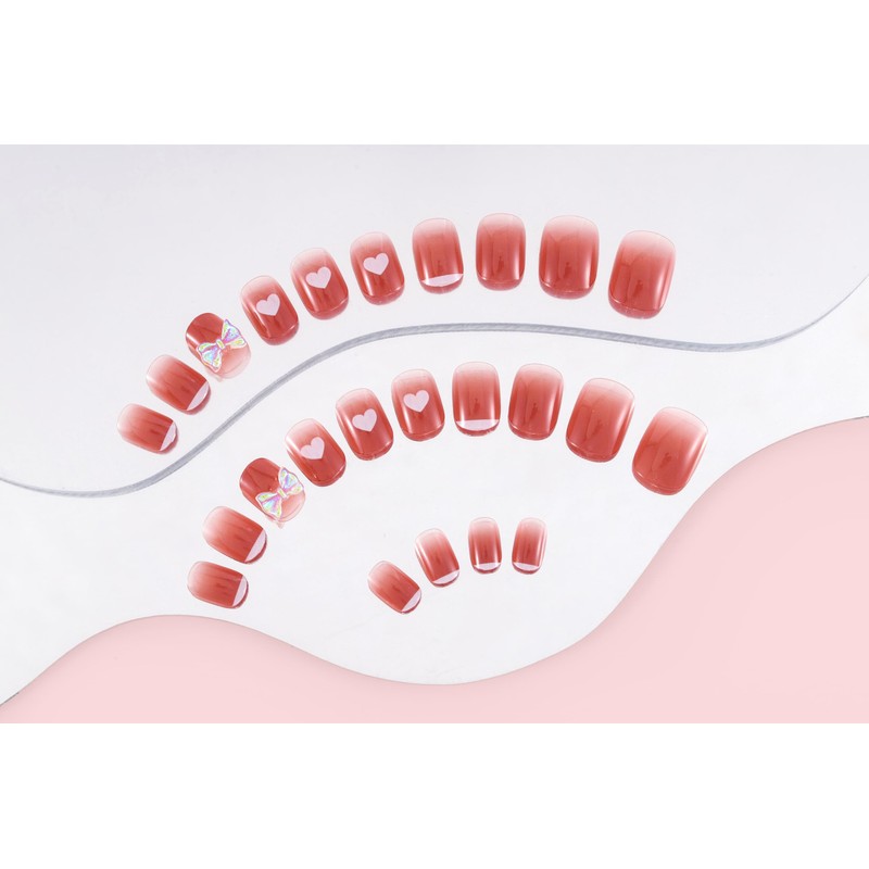 Sethaxy French Nail Tip, Animal Pattern, Short Press On Nail,