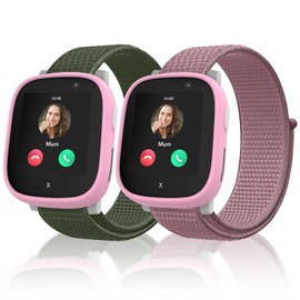 chinbersky Pack of 2 Nylon Loop Wristbands Compatible with Xplora X6 Wristband, Kids Smartwatch Velcro Fastening Girls Boys Adjustable Braided Fabric Replacement Bands for Xplora X6 Play