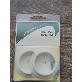JR Products 20535 White Plastic Closet Pole Socket Set