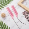 MBAIYO 6 Pcs Rat Tail Combs, Pink C Curved and