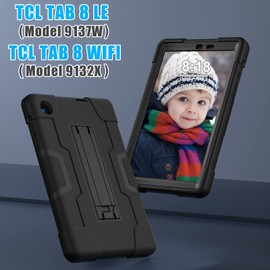 Bingcok for TCL TAB 8 LE Case, TCL TAB 8 Case for Kids, Heavy Duty Rugged Full-Body Hybrid Shockproof Drop Protection Cover for TCL Tab 8 LE (Model:9137W) 2023/TCL Tab 8 WiFi (Model:9132X) (1-Black)